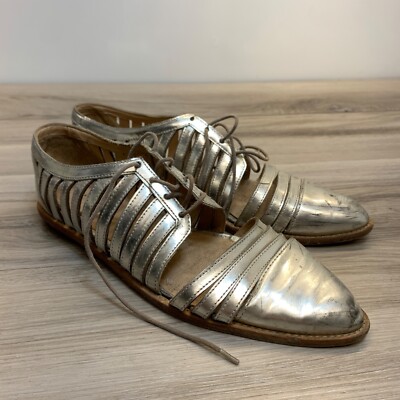 Loeffler Randall Mirrored Silver Leather Fay Cutout Oxford Loafers Size 8.5 B Loeffler Randall Mirrored Silver Leather Fay Cutout Oxford  main image 4
