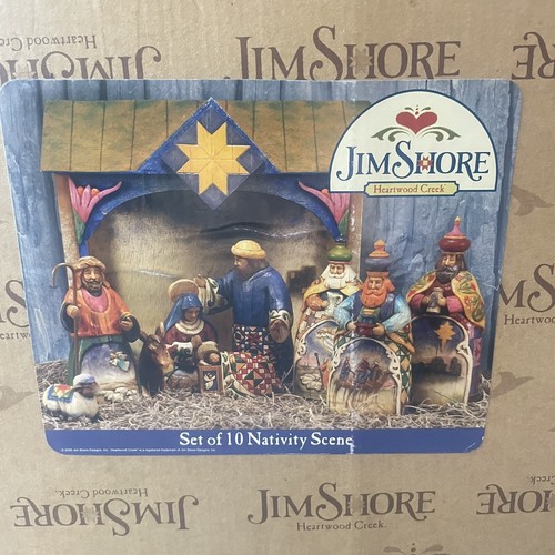 SET 10 PRESEPE Jim Shore Heartwood Creek/Enesco decorazione natalizia nuovo con scatola - Foto 2 di 13