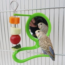Bird Perch Toy Mirror Hanging Swing for Parrot New