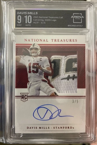 2021 Panini National Treasures Collegiate RPA 150th Logo Davis Mills /5 AC 9