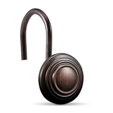 Bronze Shower Curtain Hooks - Oil RubbedSet of 12 Circle Decorative Shower Cu...