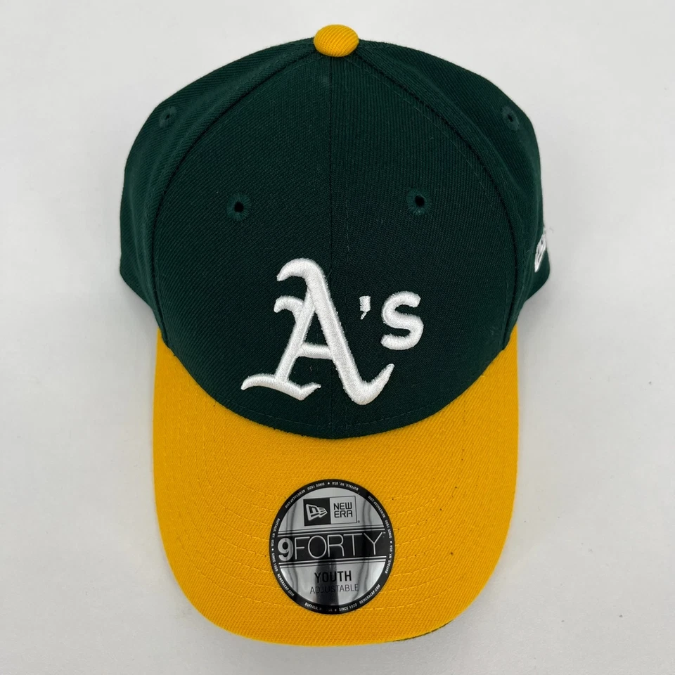 New Era Oakland Athletics Strapback Hat Youth Size Green Yellow A's New NWT - Image 2 of 4