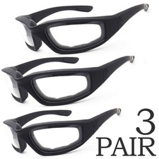 3Pcs Driving Motorcycle Riding Glasses Wind Resistant Goggles Clear Lenses UV400
