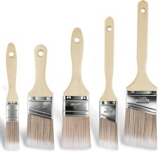 5PCS Wood Stain Brush Set Angled Sash Paintbrushes Wooden Handle 1-2.5 inch