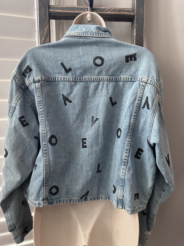 Chaqueta vaquera actual Elliott bebé camionero recortada talla 0 (talla 2 de EE. UU.) precio de venta sugerido por el fabricante 328 USD Foto 2 de 4