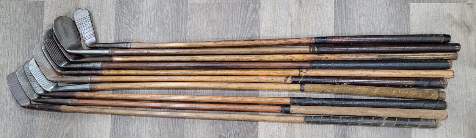 10 Antique Vintage 1920's Interesting Many Lofts Hickory Wood Shaft Golf Clubs