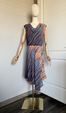 BCBG Maxazria Size 12 TEAL MULTI STRIPED DRAP...