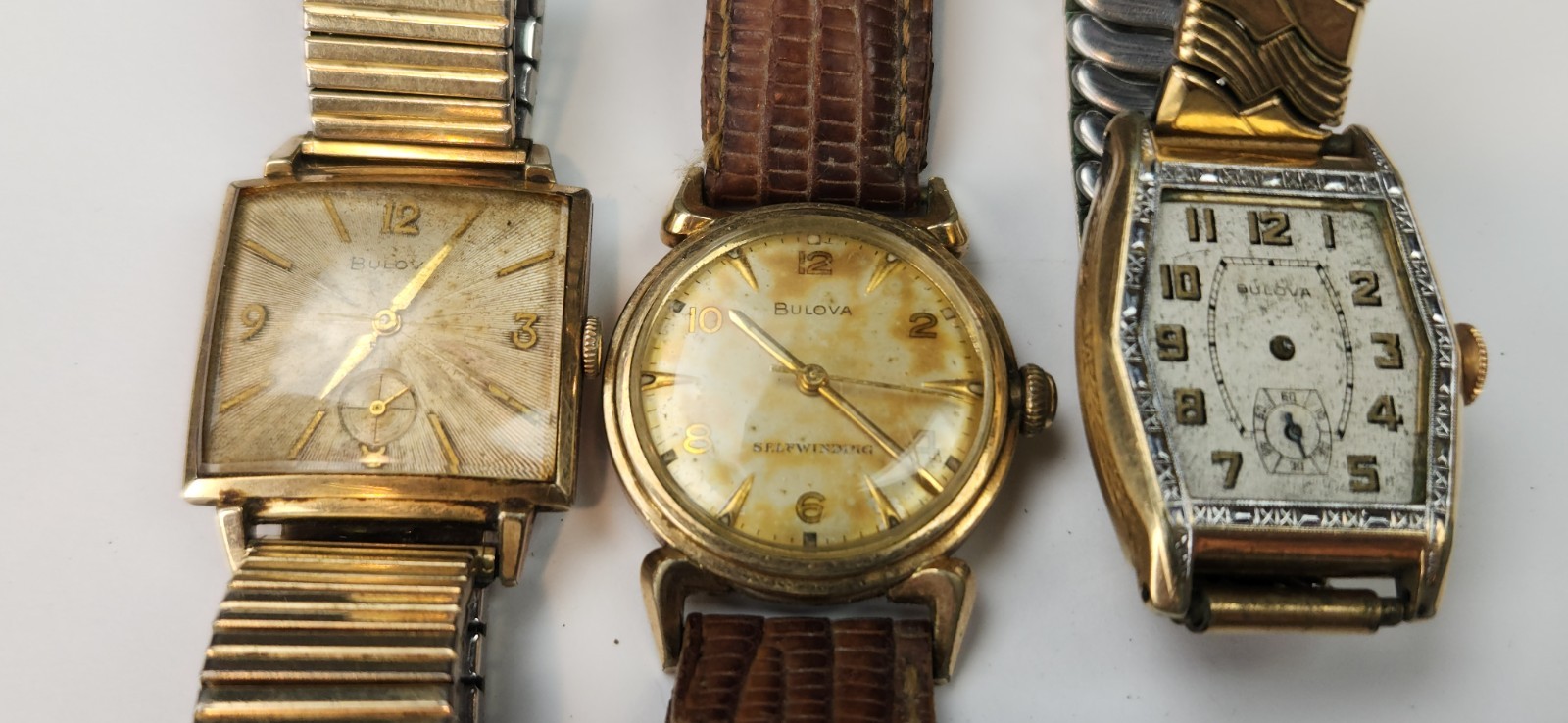 &amp; Deco REPAIR Gold Watch 3x Bulova Filled RGP 23j 10k Vintage PARTS Lot Art - vintagewatches.pk