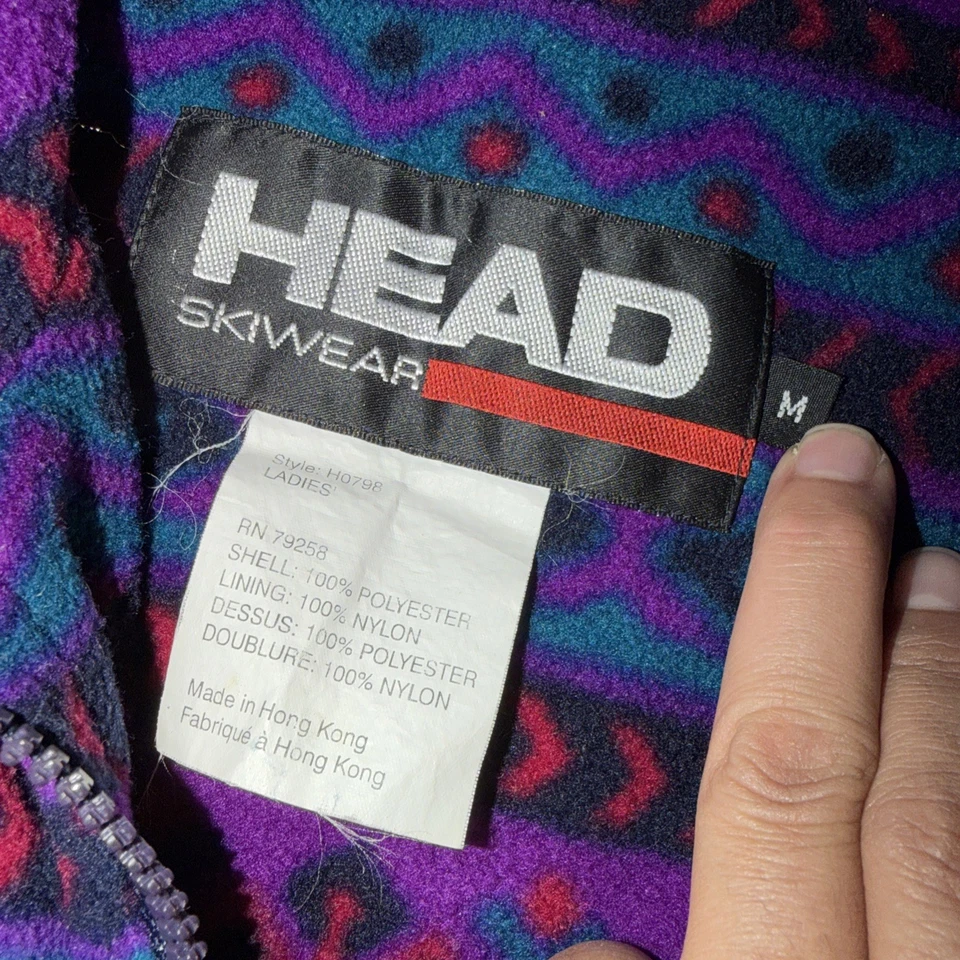 De colección HEAD Ropa de Esquí Para Mujer Chaqueta Púrpura Mediana Retro Años 90 Cremallera Completa Esquí Polar  Foto 2 de 4