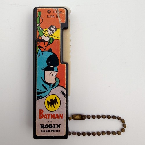 1966 National Periodical DC Comics Batman Flip Flashlight Used w/ Chain & Flap