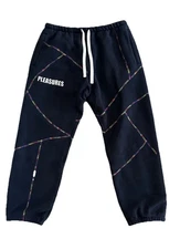 Pleasures Men’s Vein sweatpants in black with multicolored stitching Size Small