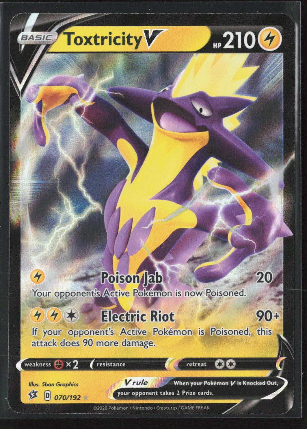 Toxtricity V 070/192 V Rare Holo Rebel Clash Pokemon NM