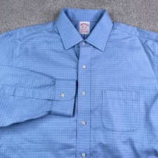 Brooks Brothers Shirt Mens 16.5 34 Blue Madison Non Iron Stretch Supima Cotton
