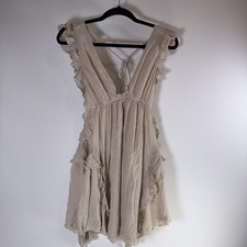 Free People More Is More Mini Dress Ruffle Boho Mini  Size Med French Oak NWT