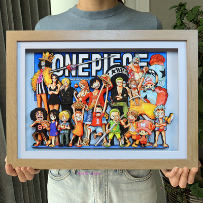 One Piece Straw Pirates Picture Frame 3D Paper Art 44/59cm | eBay
