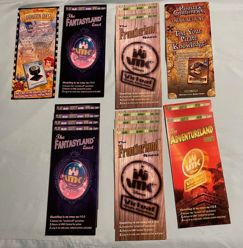 Disney Virtual Magic Kingdom VMK Miscellaneous Quest Cards, 14 Total