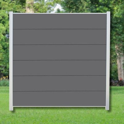 WPC Zaun XL Jumbo Komplettset Sichtschutzzaun Alupfosten Anthrazit 180x180 cm