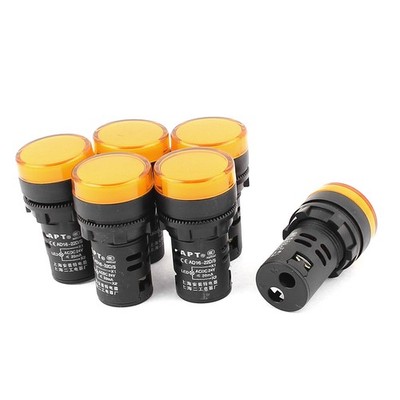 6Pack AC/DC 24V 21mm Panel Mount Yellow LED Indicator Pilot Signal Light Lamp