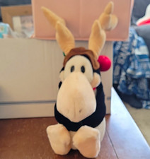 Dakin Vintage Plush Reindeer Moose w/ Antlers  Hanging Ornaments 1985