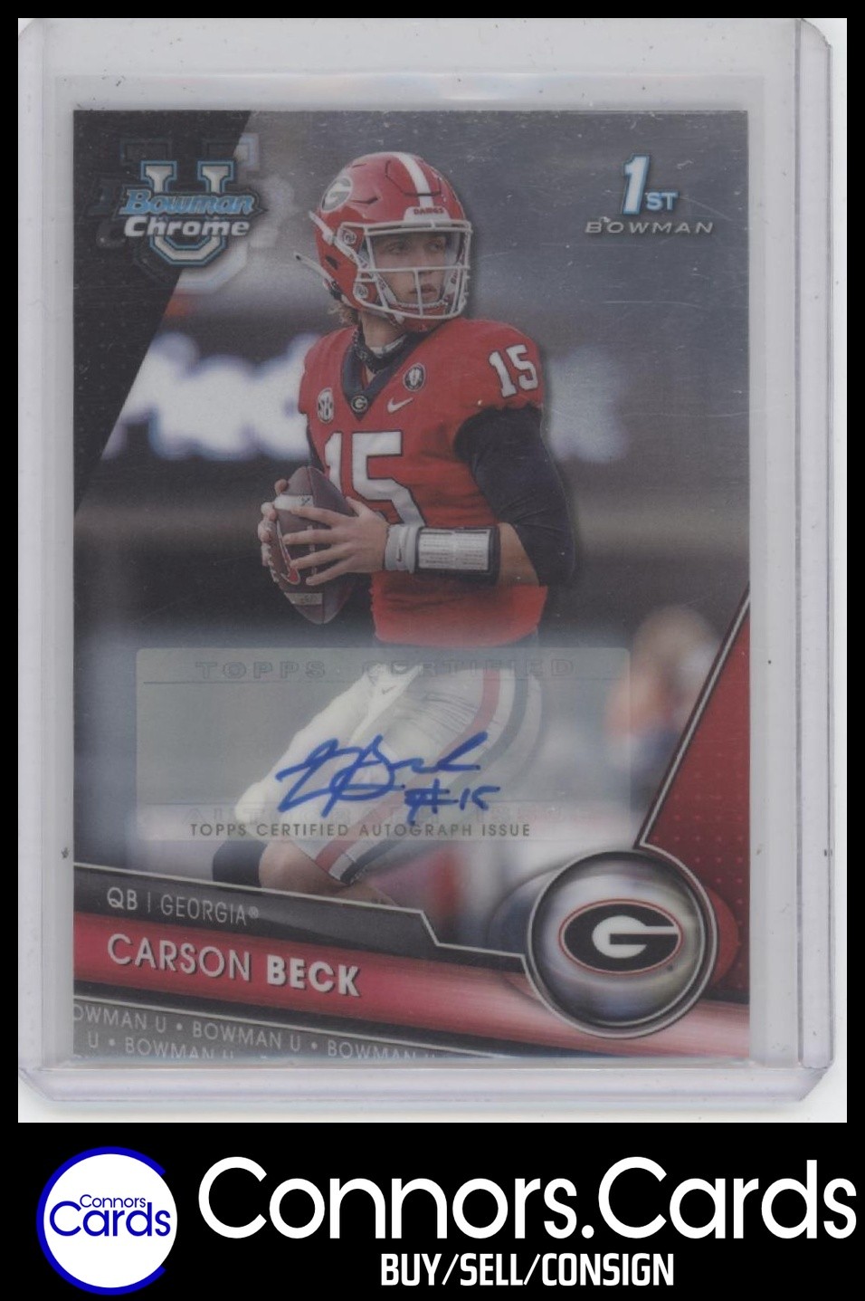 Carson Beck Auto 2023 Bowman University Chrome #44 Chrome Prospect Autographs