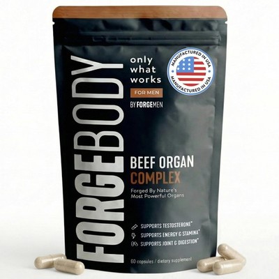 FORGEBODY  Beef Organ Capsules Brain Support 1 Month Non-gmo Grass Fed Blend