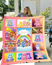 Personalized Care Bears Blanket, Care Bears Plush Fleece Blanket, Birthday Gifts