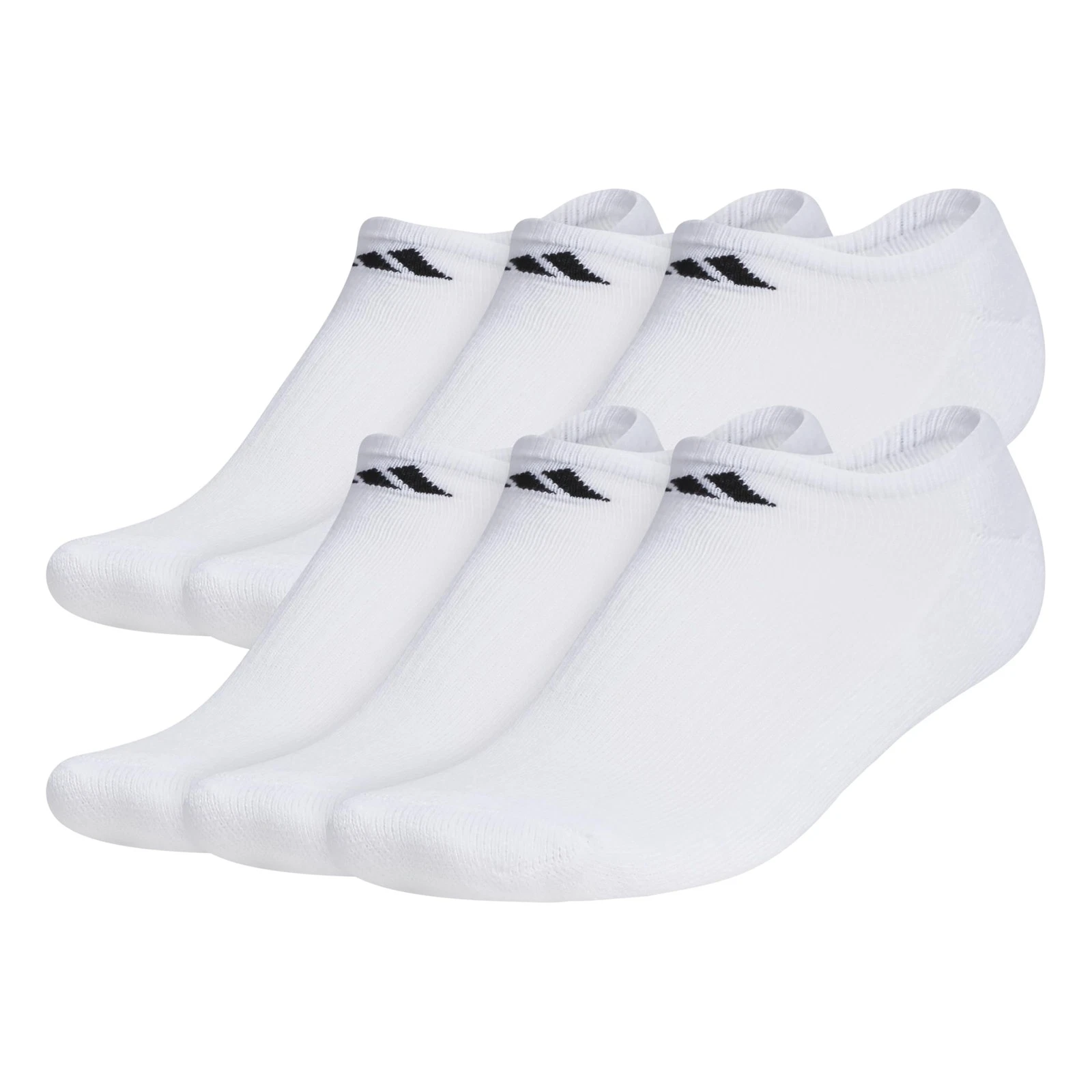 adidas Men's Athletic Cushioned Socks, 6-Pack No Show with Large, White/Black