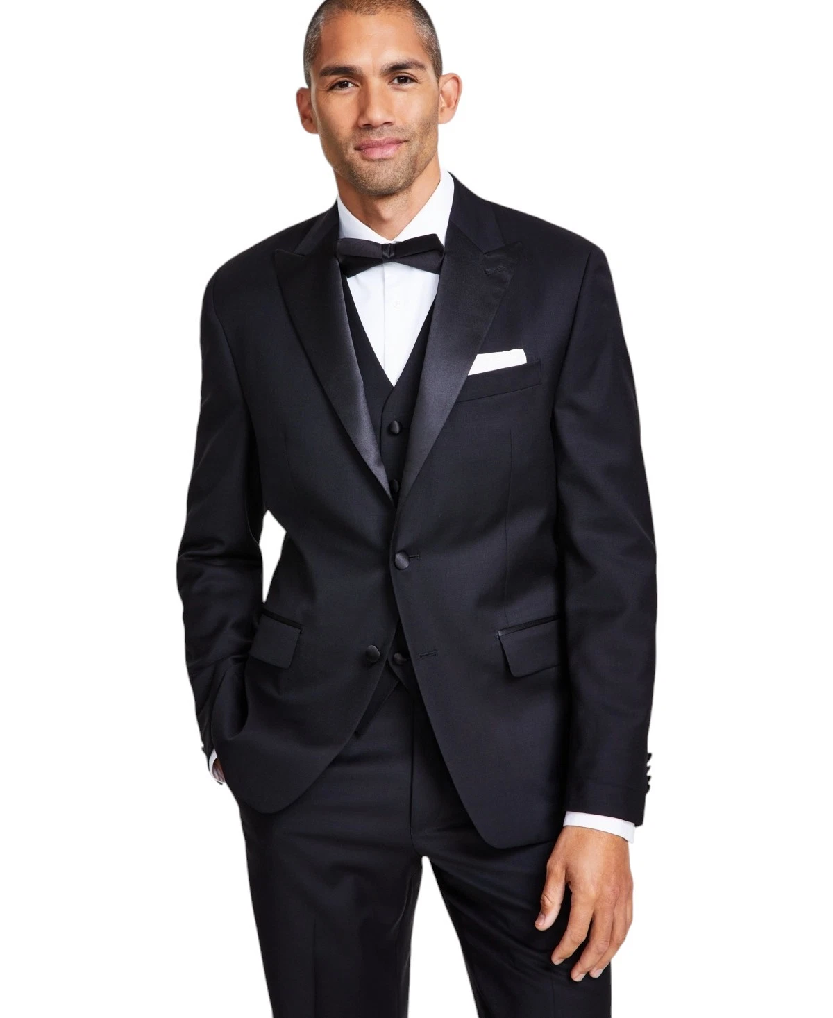 Michael Kors Mens Classic fit Tuxedo Jacket Blazer 36 R Black Solid Stretch