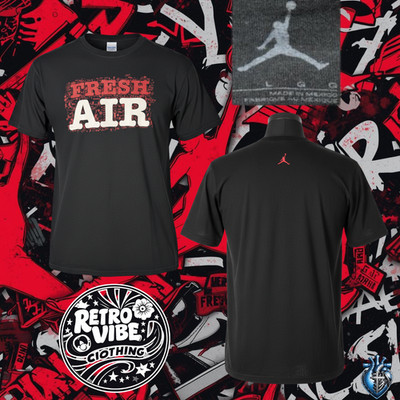 Jordan Take Flight  Fresh Air  Retro Graphic Tee Black Gym Red Jumpman Men s L