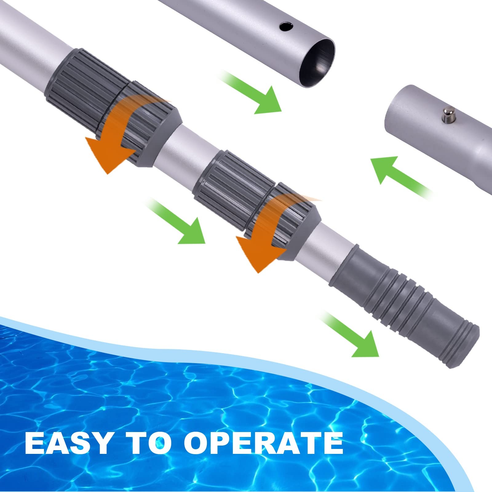 Pool Pole - Professional 15 Foot Telescoping Swimming Pool Cleaning Poles,Adj...