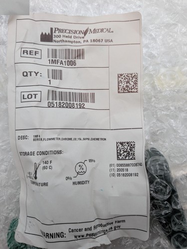 1MFA1006 Oxygen Flowmeter with Male Attachmentmade by Precision Medical NEW - 第 6/6 張圖片