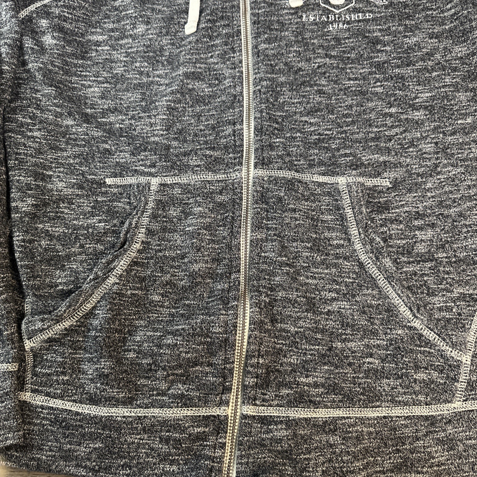 True Religion Men's Melange Knit Horseshoe Logo Full Zip Hoodie Charcoal SP thumbnail 2