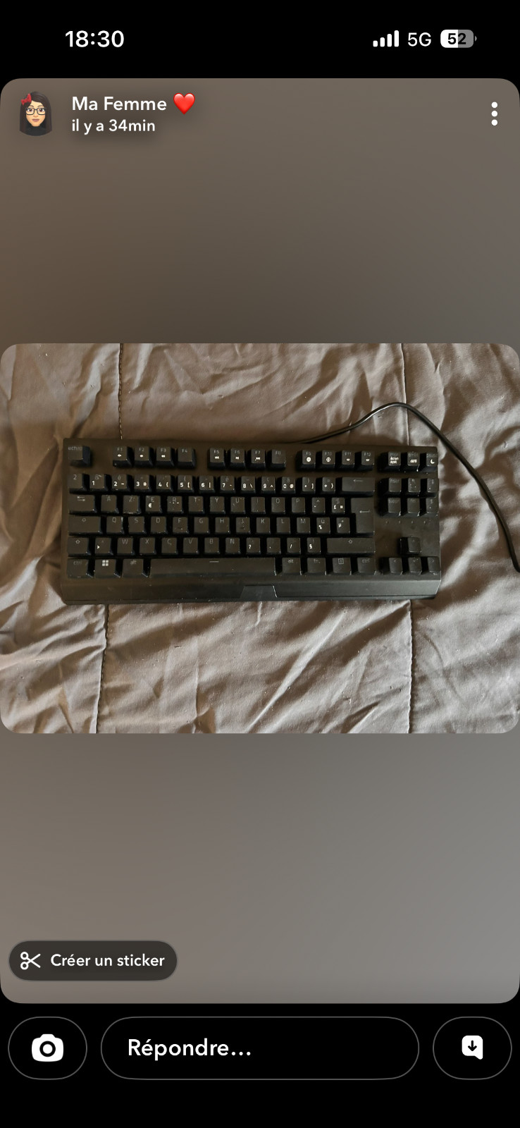 Clavier gaming Razer BlackWidow V3 Tenkeyless mécanique AZERTY noir compact