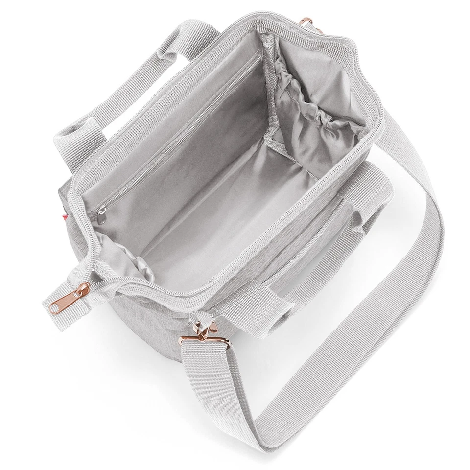 Lenkertasche REISENTHEL ROOMY TWIST skyrose Bügel textil 4 L grau Vorderradkorb - Bild 4 von 4