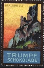 Advertising stamp Drachenfels, Trump chocolate, castle ruins 