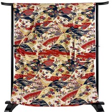 JAPANESE KIMONO FURISODE Beige 162cm 5 ft 4 in PURE SILK AA9588