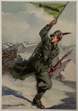 ALPINI 18a COMP IMPAVIDA 2° REGG. DRONERO CARTOLINA REGIO ESERCITO ILL FARINACCI