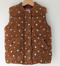 Mini Boden Girls Corduroy Floral Vest 4-5 Years Brown Sherpa Lined Pockets