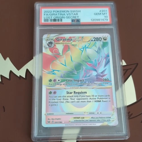 2022 Pokémon Giratina VSTAR Secret Rare Holo Full Art Lost Origin 201/196 PSA 10