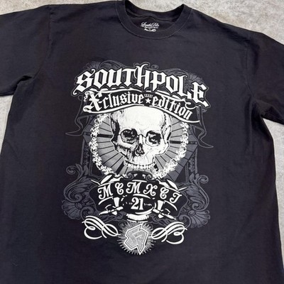 Southpole Shirt Mens 2XL Black Exclusive Edition Skull y2k grunge