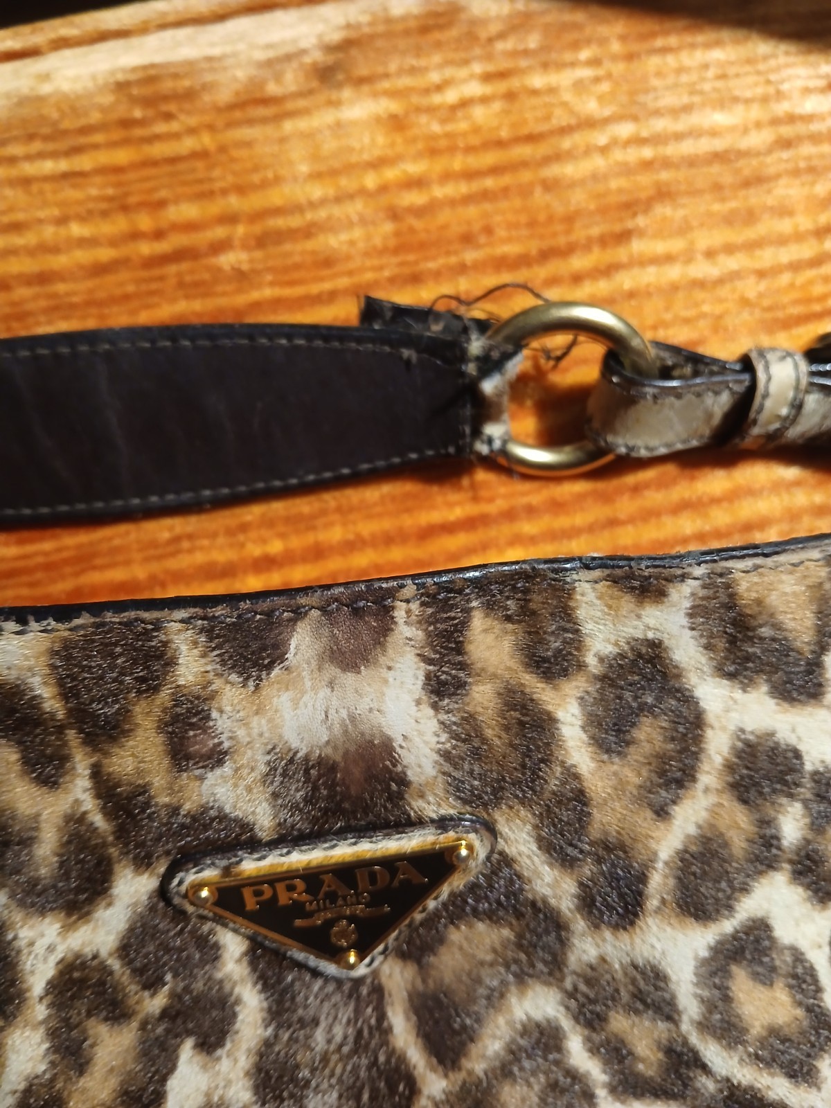 Prada shoulder bag made of pony hair with leopard print design thumbnail 5