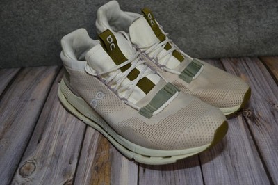 On Running Cloudnova Shoes Womens Size 9.5 Beige White Olive Green CloudTec