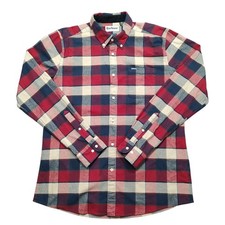 Barbour Tailored Fit Flannel Button Down Shirt Mens Medium Red Plaid Outdoor