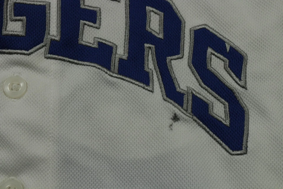 Los Angeles Dodgers Jersey Youth 8 Blue White MLB Baseball Matt Kemp 27 Button - Image 3 of 4