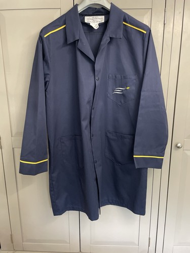 Balmain, Vintage 1994 Pierre Balmain Eurostar Uniform Arbeitsmantel Jacke Navy Gelb 90er