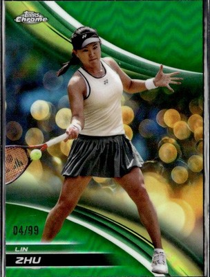 2025 Topps Chrome Tennis 129 Lin Zhu Green Refractor 04/99