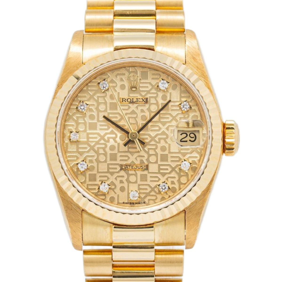 Rolex Datejust 68278 1994 Papers President 18K Factory Diamond