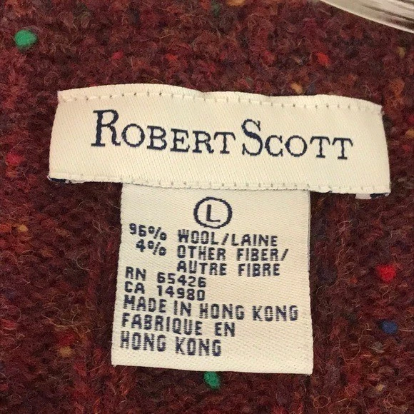 Cárdigan Suéter Chaleco De Colección Robert Scott Para Mujer Grande Borgoña Lana Cachemira Foto 4 de 4