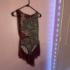 Weissman Girls Burgundy Sequin Dancewear Outfit LC Nylon Spandex Polyester
