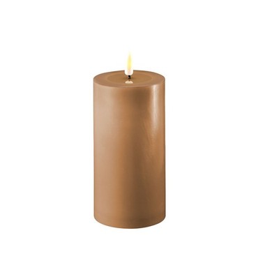 Deluxe Homeart LED Kerze INDOOR mit Timer Echtwachsspiegel Warmweiß - Caramel
